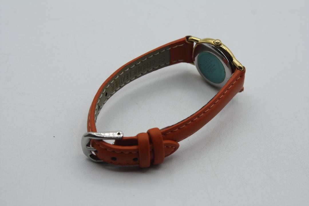 Seiko Analog Quartz Women Beautiful Item 2-Hand Orange Leather Belt Women's Watch