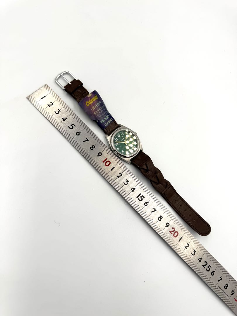 Casio MV-122-3B MV-122 Analog Quartz Unisex Adults Watch 34Mm Green Dial Brown Leather Strap