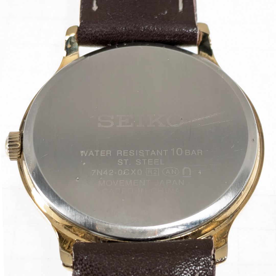 Seiko Analog Quartz Men Battery & Band Replaced Working Item
