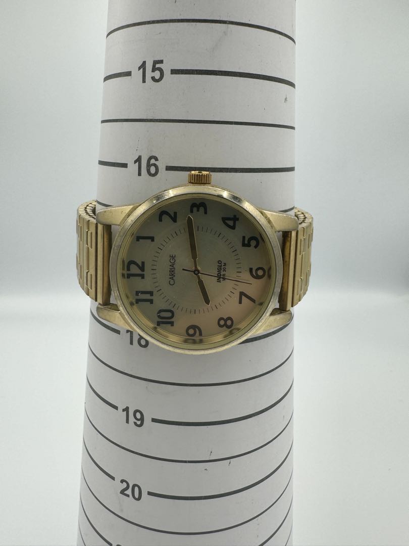 Carriage Analog Quartz Men Watch Gold Tone