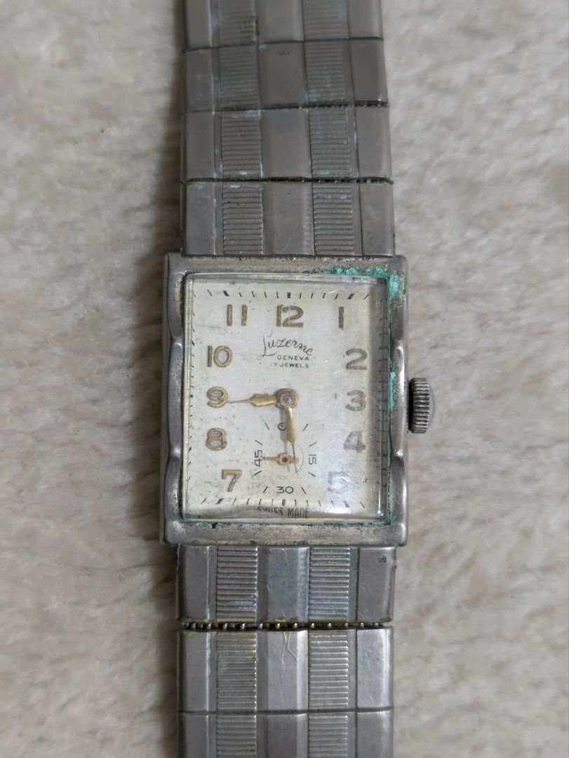 Jazzer Analog Mechanical (Manual) Men ジャザー Manual Winding時計 長方形 ホワイト文字盤 [For Parts / Junk]