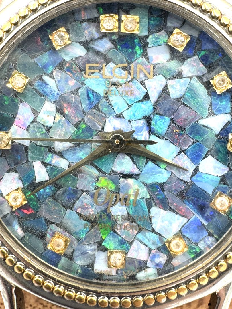 Elgin Analog Quartz Women Opal Australian Watch For Parts