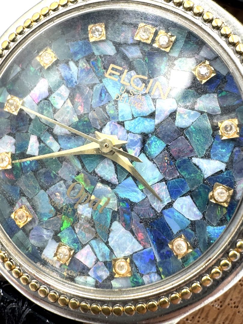 Elgin Analog Quartz Women Opal Australian Watch For Parts