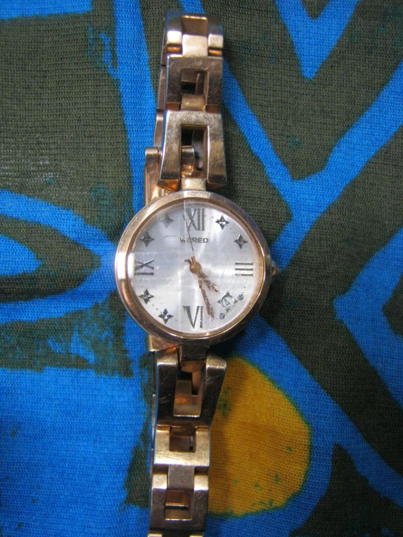 Seiko wired Analog Quartz Women ワイアード Watch パール文字番 ピンクゴールド
