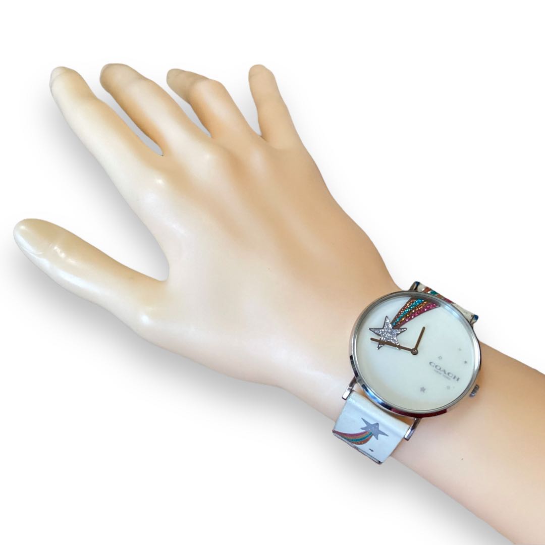 Coach Analog Quartz Women Watch Star Rainbow Silver Excellent Condition