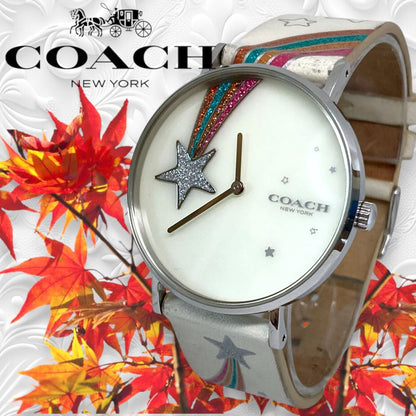 Coach Analog Quartz Women Watch Star Rainbow Silver Excellent Condition