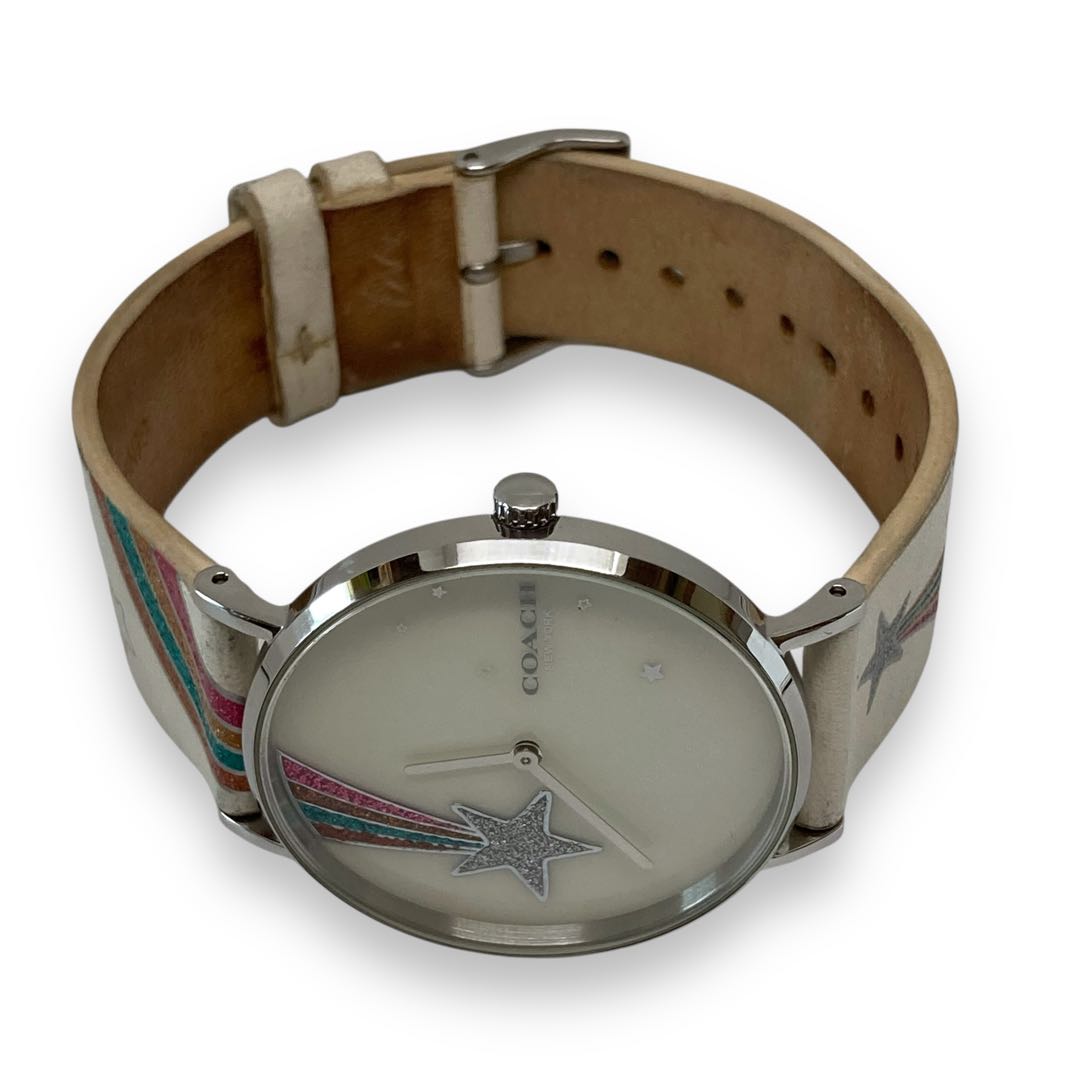 Coach Analog Quartz Women Watch Star Rainbow Silver Excellent Condition