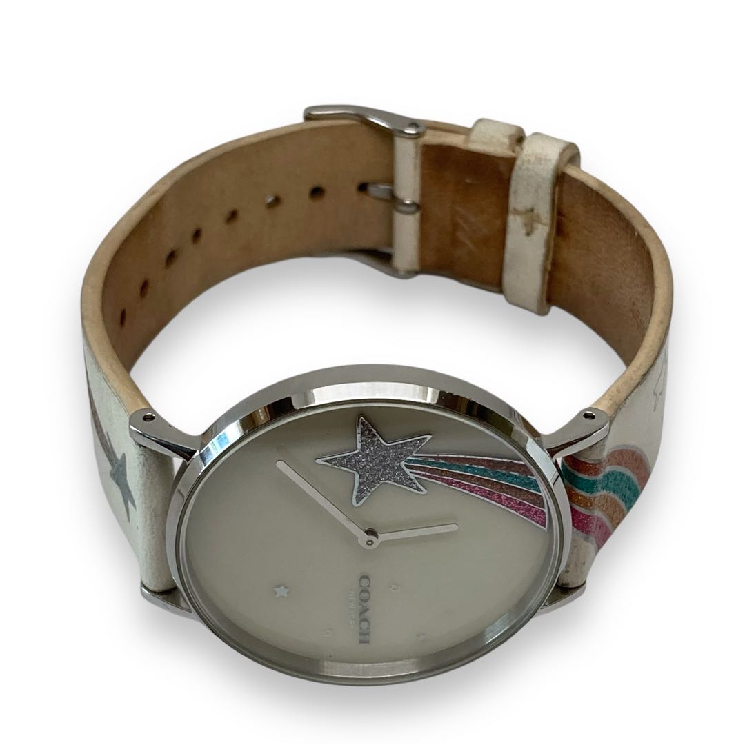 Coach Analog Quartz Women Watch Star Rainbow Silver Excellent Condition