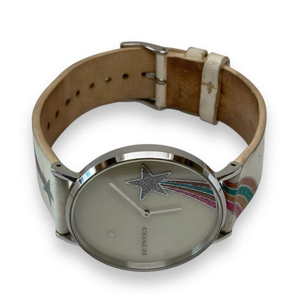 Coach Analog Quartz Women Watch Star Rainbow Silver Excellent Condition