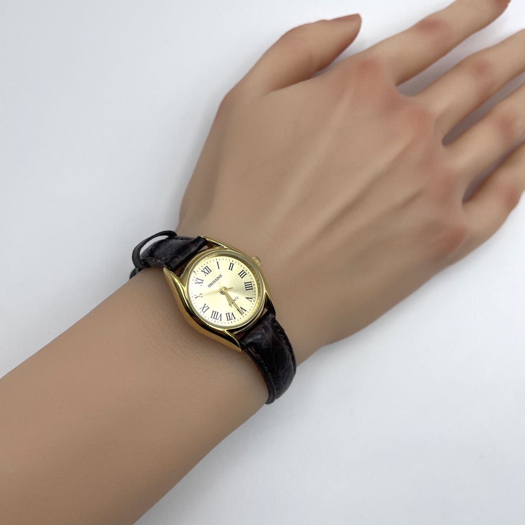 Brougne Analog Quartz Women ブルニュ ⌘ アナログ Watch ゴールド フォーマル ローマ数字 大人可愛い