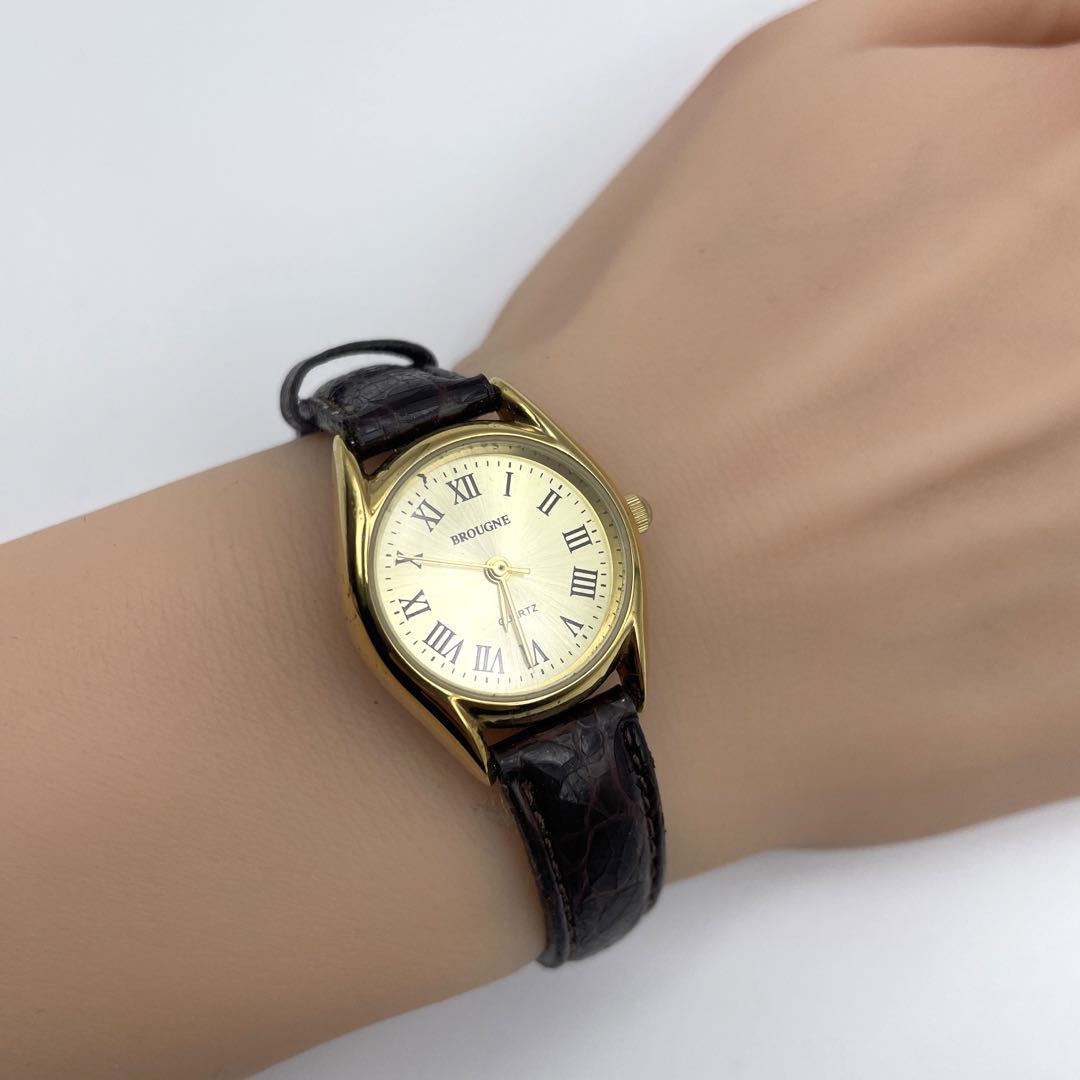 Brougne Analog Quartz Women ブルニュ ⌘ アナログ Watch ゴールド フォーマル ローマ数字 大人可愛い