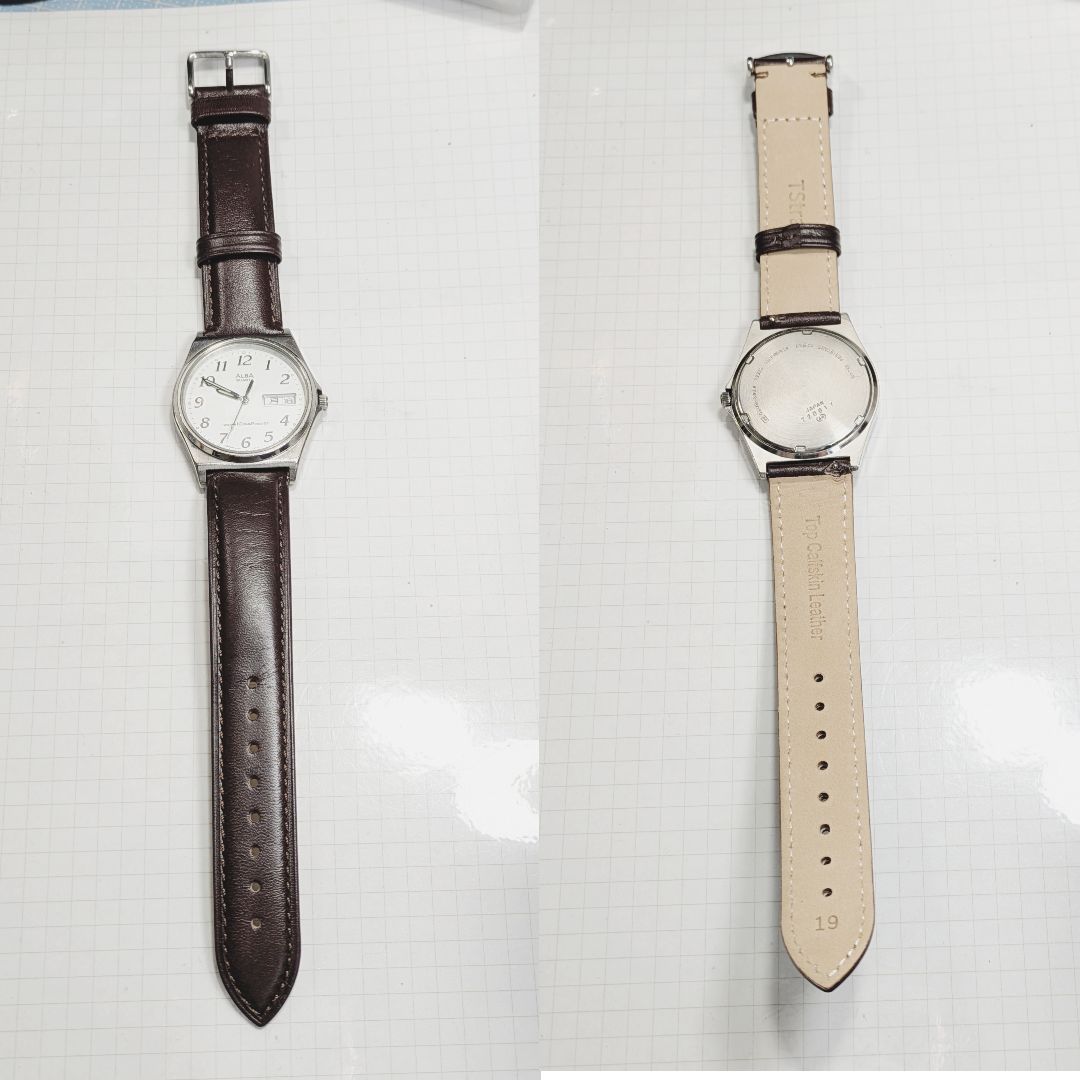 Seiko Alba Analog Quartz Men Battery & Band Replaced Working Item
