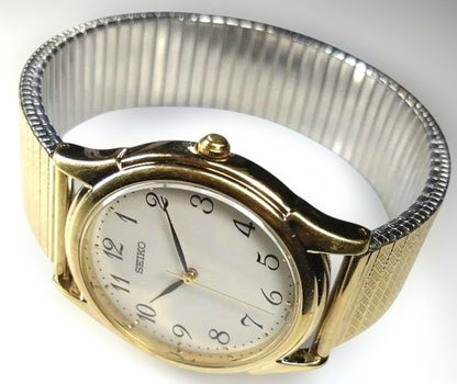 Seiko 7N01-7140 Analog Quartz Men Gold Bracelet Band Expansion Type For Parts / Junk