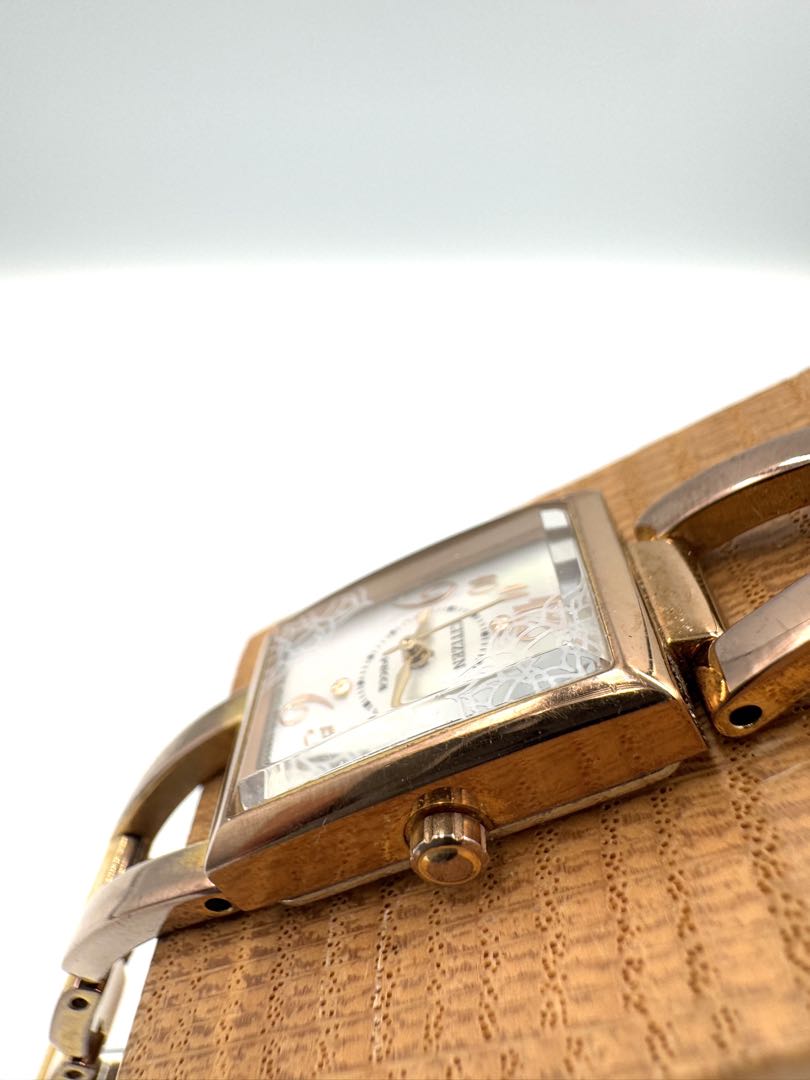 Citizen Wicca B035-S051843 Analog Quartz (Solar Powered) Women Vintage Eco-Drive Rose Gold Rectangle Ladies Watch