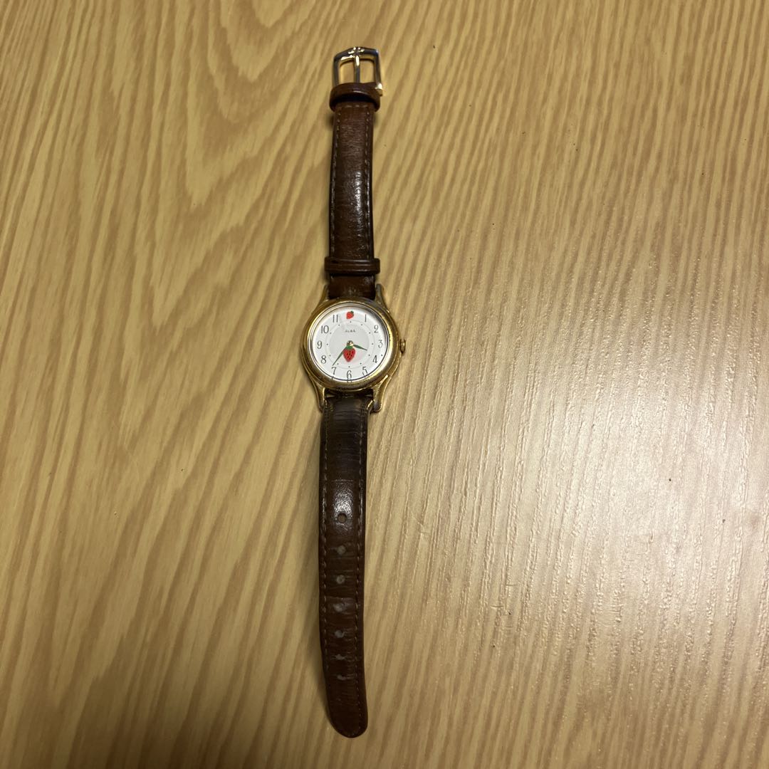 Seiko ALBA V501-6B80 Analog Quartz Women Wristwatch Brown Leather Strap