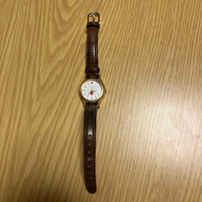 Seiko ALBA V501-6B80 Analog Quartz Women Wristwatch Brown Leather Strap