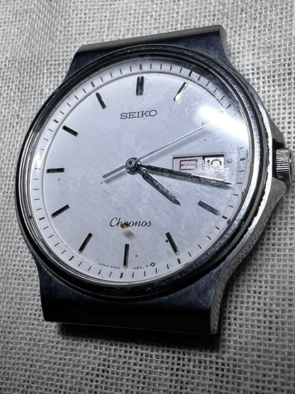 Seiko Chronos Analog Quartz Men Vintage Chronos Day-Date Rare For Parts / Junk