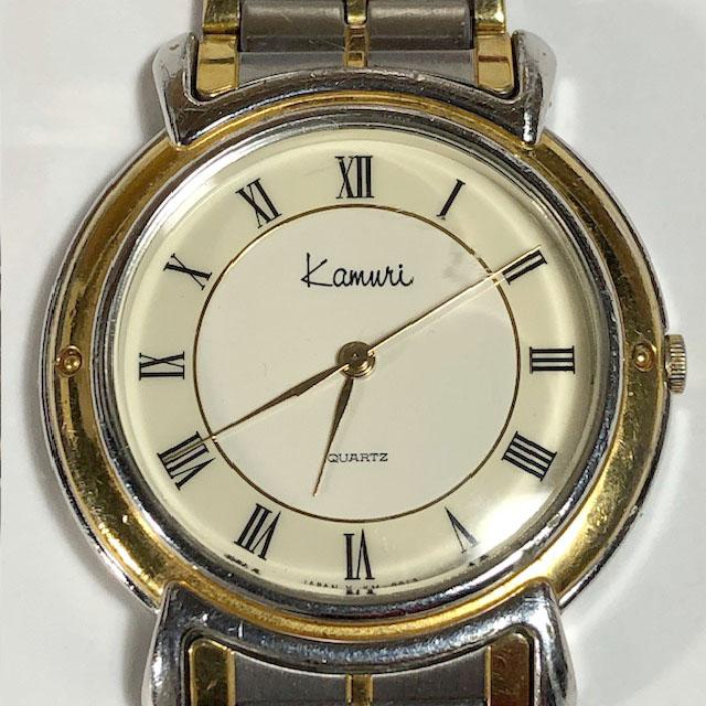 Kamuri KM-0014 Analog Quartz Unisex 冠 希少 カムリ オフホワイト文字盤 メタルベルト 稼働