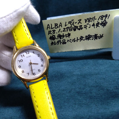 Seiko Alba V811-1891 Analog Quartz Women Watch Running Third-Party Band Replaced
