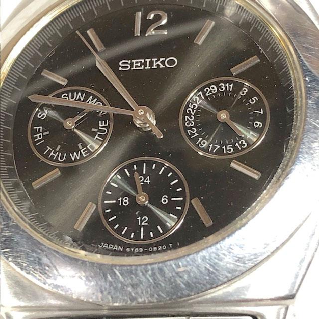 Seiko Lukia 0850 Analog Quartz Women Vintage Black Dial Calendar Working Item