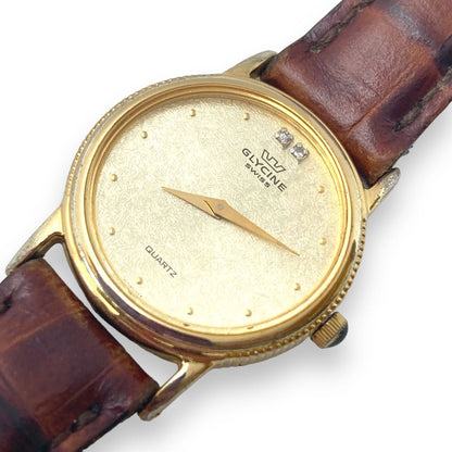 glycine Analog Quartz Women Watch 2P Diamond Gold Tone