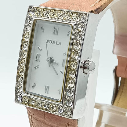 Furla Analog Quartz Women Watch Pink Leather Strap Unused Battery