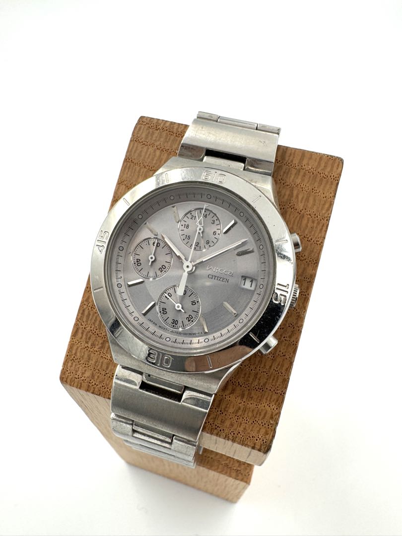 Citizen Wicca F510-S007305 Analog Quartz (Battery) Women Vtg. Chronograph Silver Dial Ladies Watch Head Only
