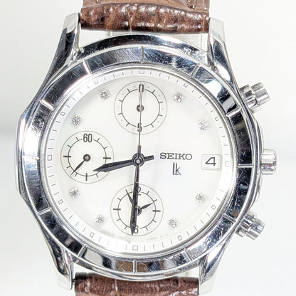 Seiko lk/lukia Analog Quartz Women Lukia 8 Diamonds Battery & Band Replaced Working Item