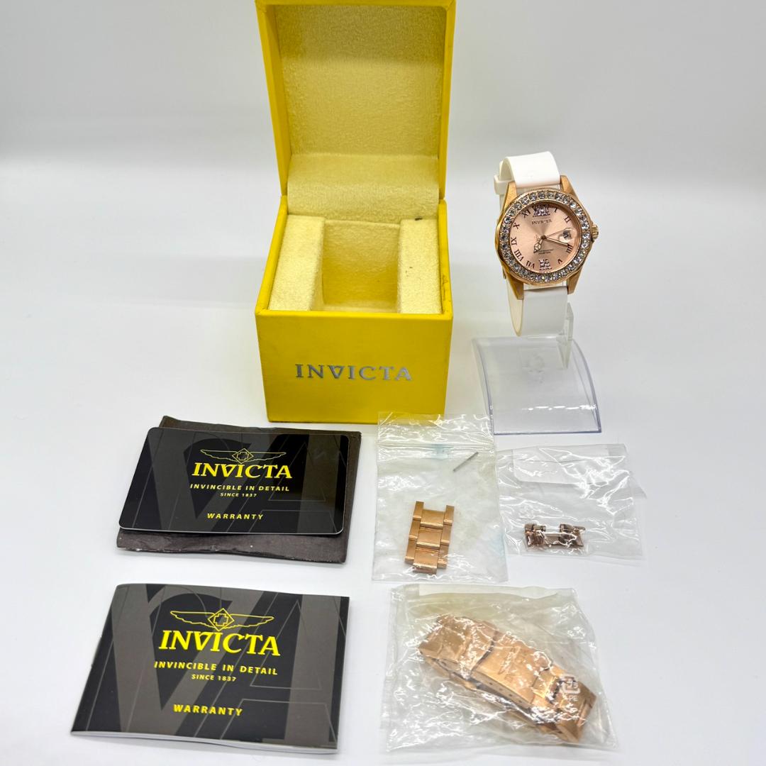Invicta 15253 Analog Quartz Women Working Item インヴィクタ Watch デイト ゴールド文字盤 箱付き