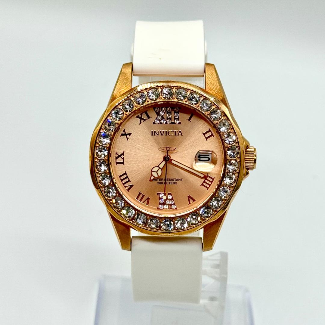 Invicta 15253 Analog Quartz Women Working Item インヴィクタ Watch デイト ゴールド文字盤 箱付き