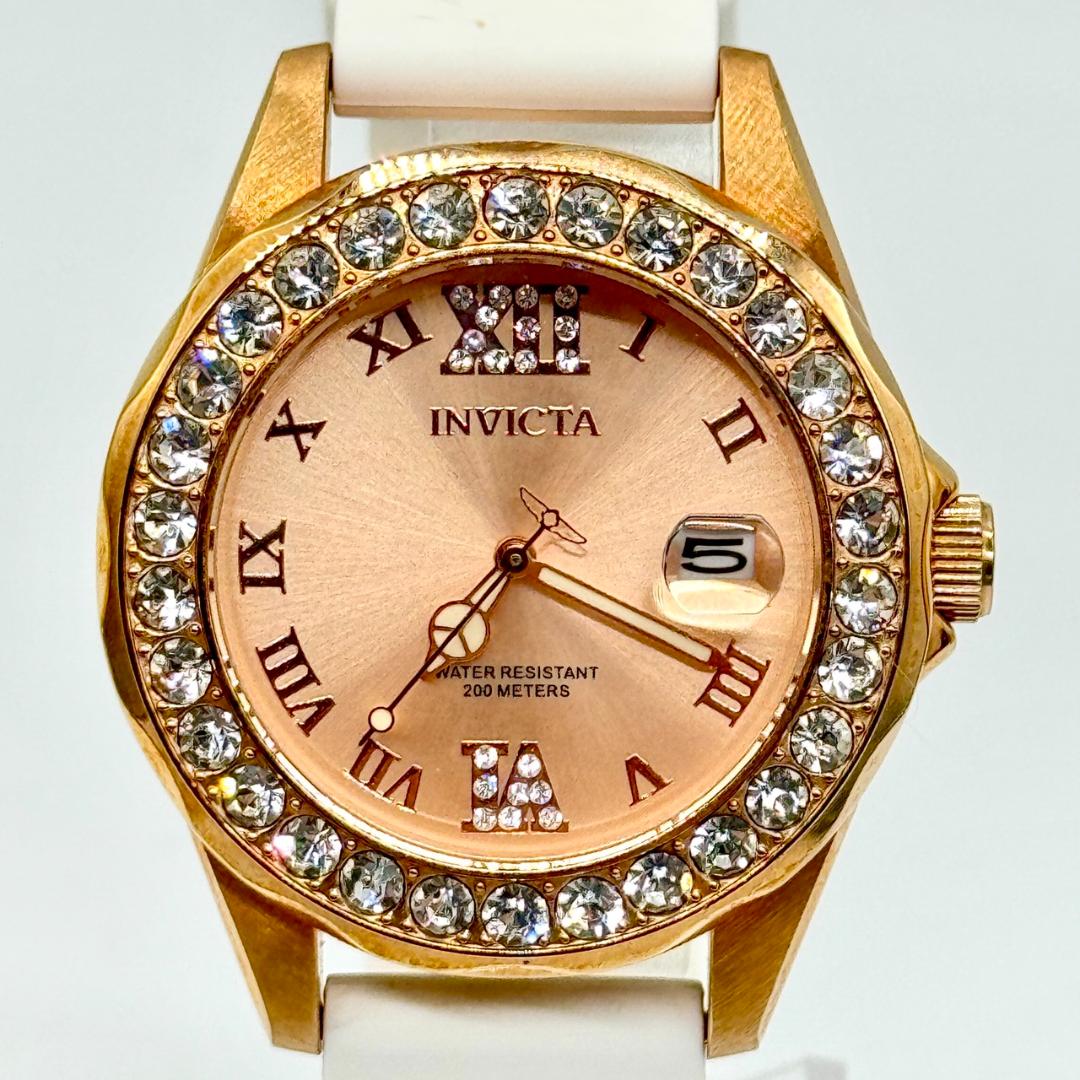 Invicta 15253 Analog Quartz Women Working Item インヴィクタ Watch デイト ゴールド文字盤 箱付き