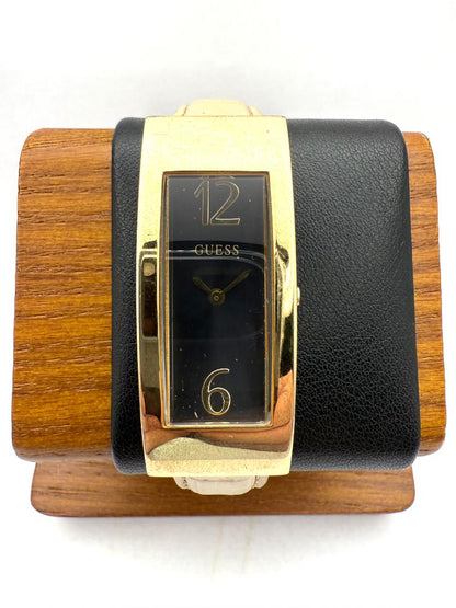 Guess GUESS Quartz 3554139 Analog Women Women'S Watch 18Mm Gold Tone Black Dial Leather Strap