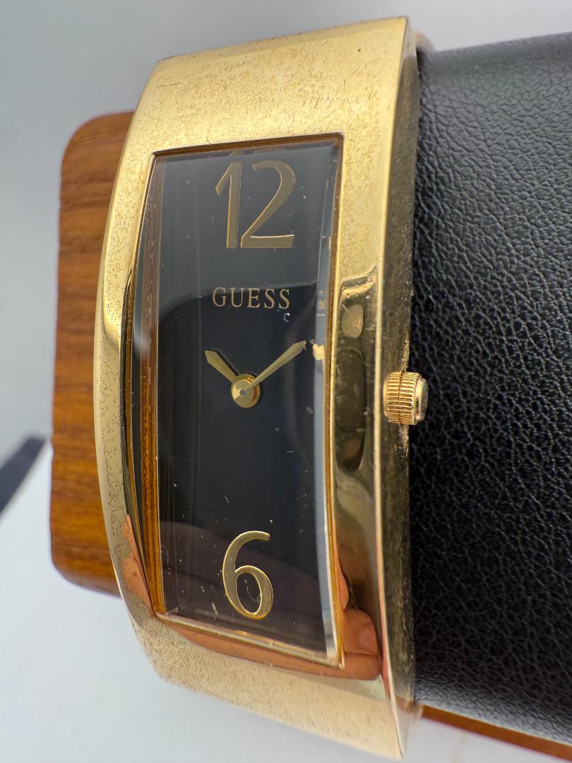 Guess GUESS Quartz 3554139 Analog Women Women'S Watch 18Mm Gold Tone Black Dial Leather Strap