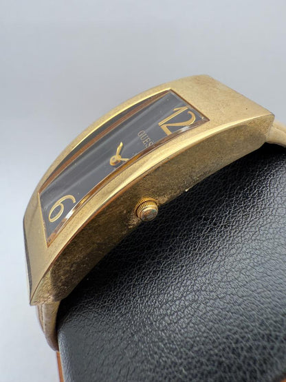 Guess GUESS Quartz 3554139 Analog Women Women'S Watch 18Mm Gold Tone Black Dial Leather Strap