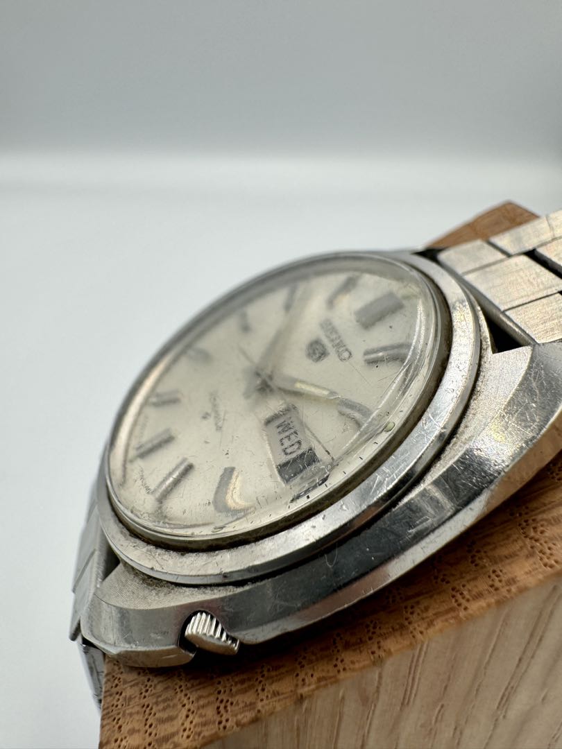 Seiko 5 6119-7030 Analog Mechanical (Automatic) Unisex Adults 21 Jewels Day Date Automatic Vintage Men'S Watch Silver Runs