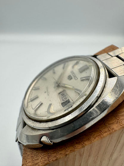 Seiko 5 6119-7030 Analog Mechanical (Automatic) Unisex Adults 21 Jewels Day Date Automatic Vintage Men'S Watch Silver Runs