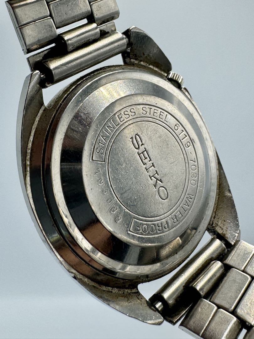 Seiko 5 6119-7030 Analog Mechanical (Automatic) Unisex Adults 21 Jewels Day Date Automatic Vintage Men'S Watch Silver Runs