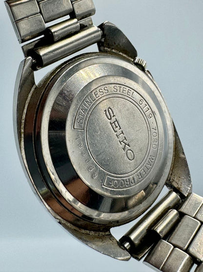 Seiko 5 6119-7030 Analog Mechanical (Automatic) Unisex Adults 21 Jewels Day Date Automatic Vintage Men'S Watch Silver Runs