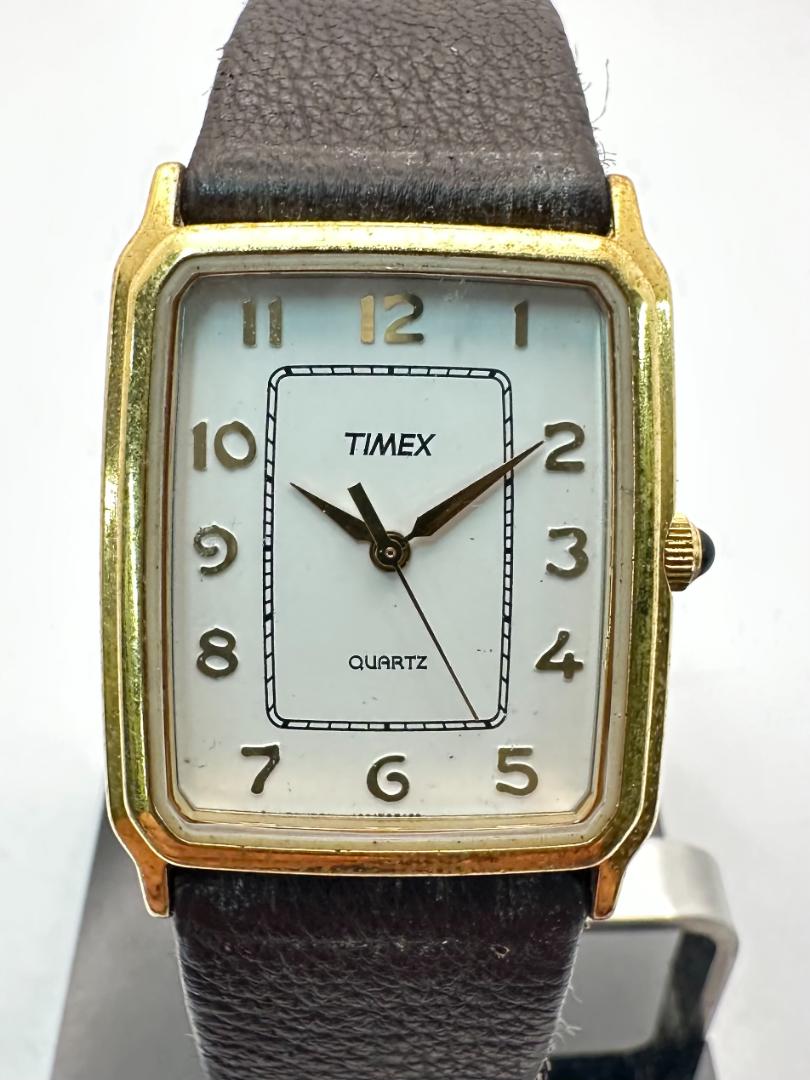 Timex Men's Wristwatch Gold Square Case Quartz 26mm