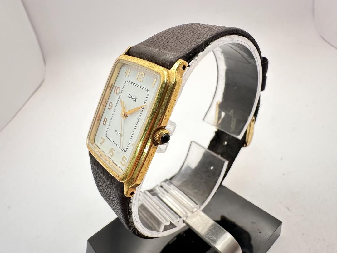 Timex Men's Wristwatch Gold Square Case Quartz 26mm