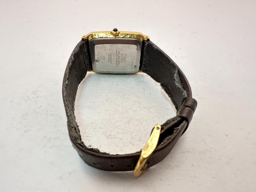 Timex Men's Wristwatch Gold Square Case Quartz 26mm