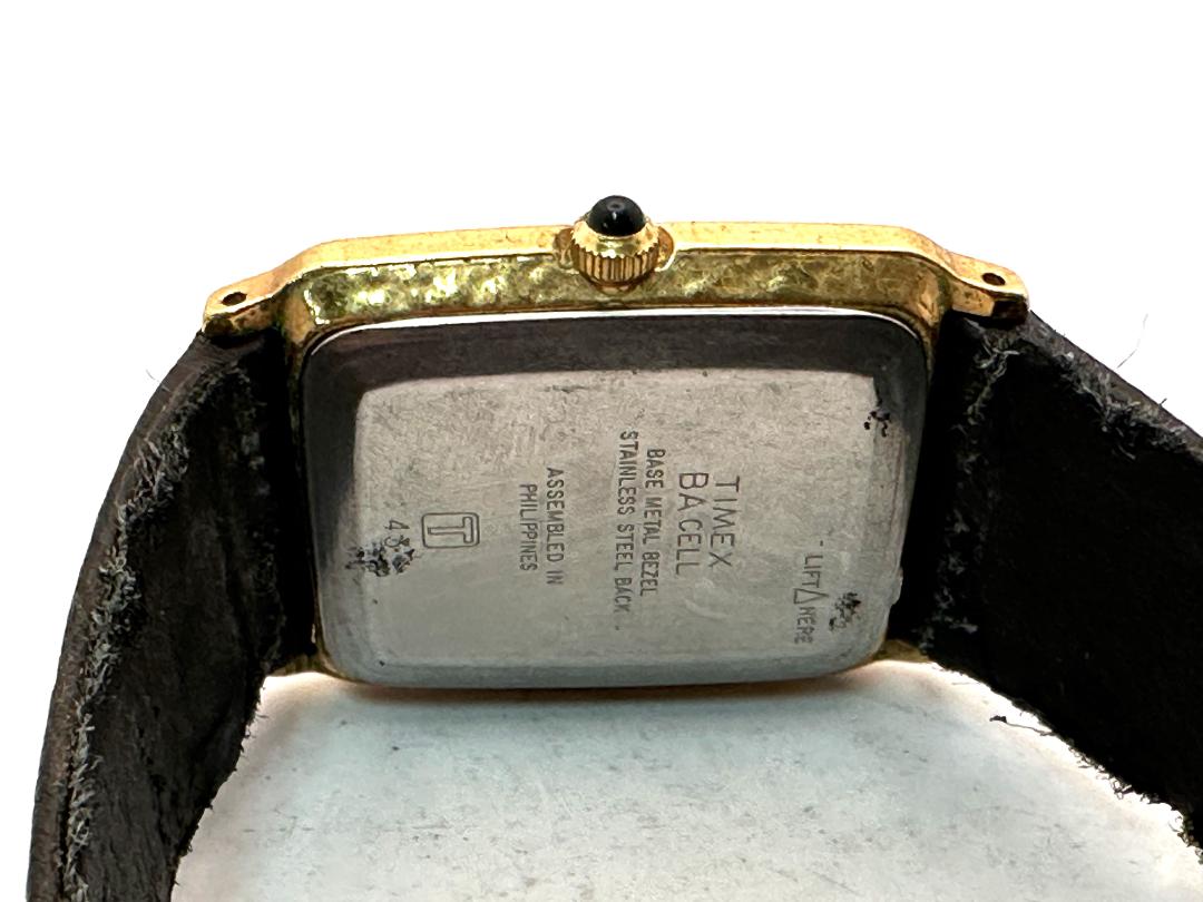 Timex Men's Wristwatch Gold Square Case Quartz 26mm