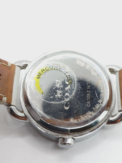 Coach Analog Quartz Women Watch Rhinestone White For Parts