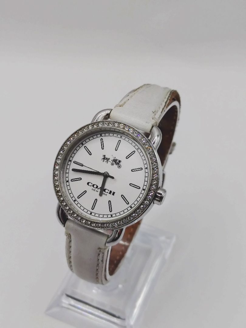 Coach Analog Quartz Women Watch Rhinestone White For Parts