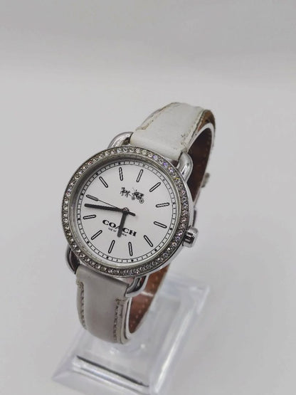 Coach Analog Quartz Women Watch Rhinestone White For Parts
