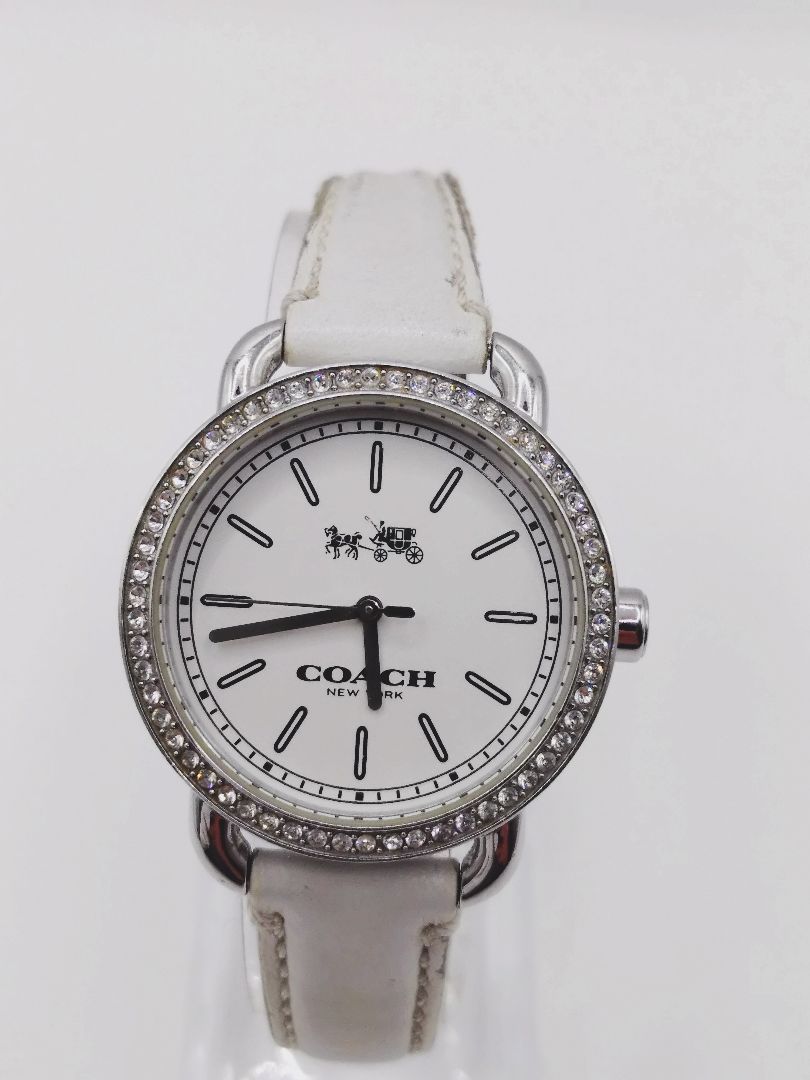 Coach Analog Quartz Women Watch Rhinestone White For Parts