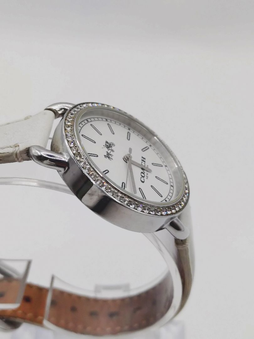 Coach Analog Quartz Women Watch Rhinestone White For Parts