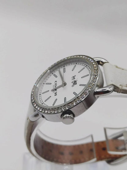 Coach Analog Quartz Women Watch Rhinestone White For Parts