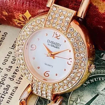 Gruen Analog Quartz Women 高級時計グリュエン Embassy By デイト Watch