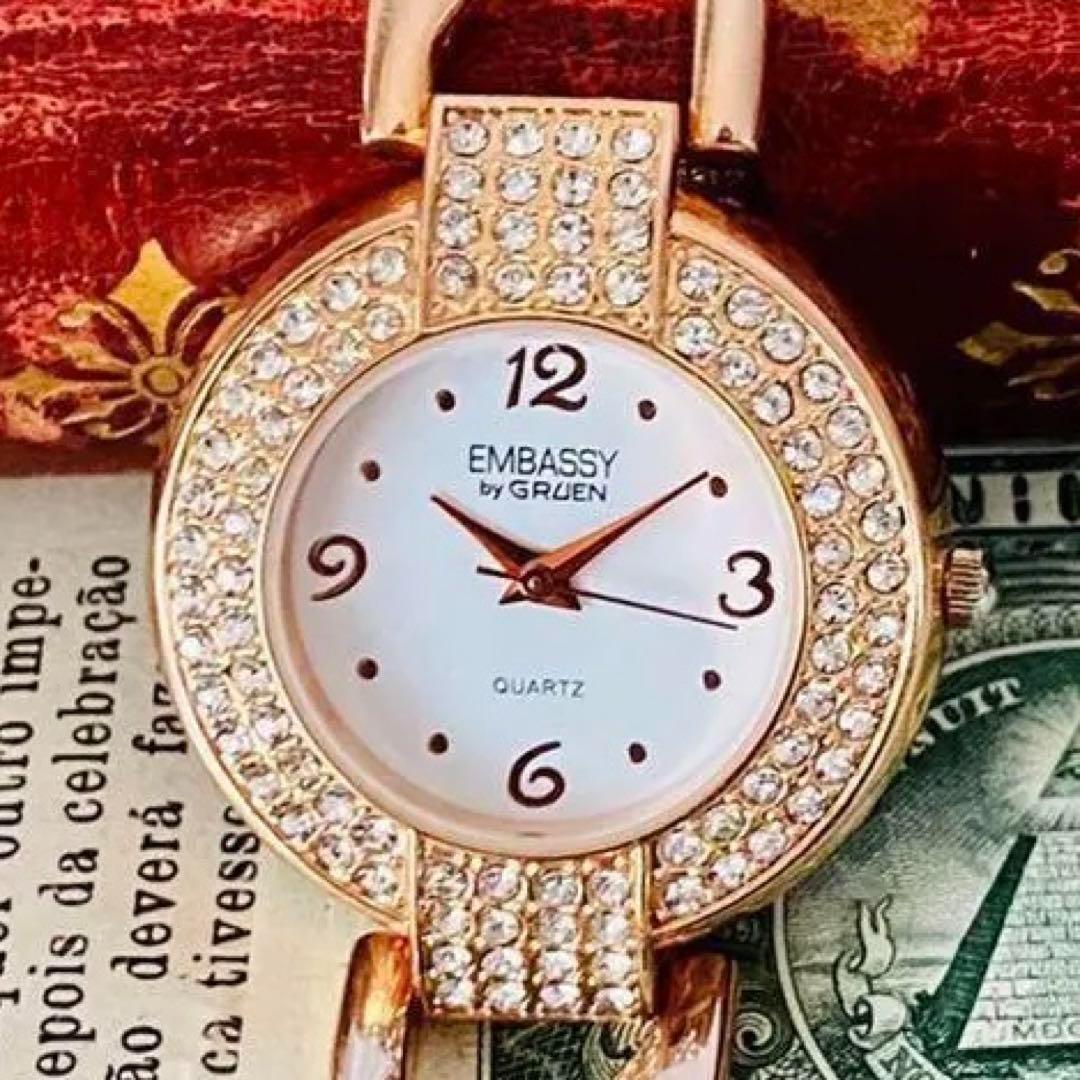 Gruen Analog Quartz Women 高級時計グリュエン Embassy By デイト Watch